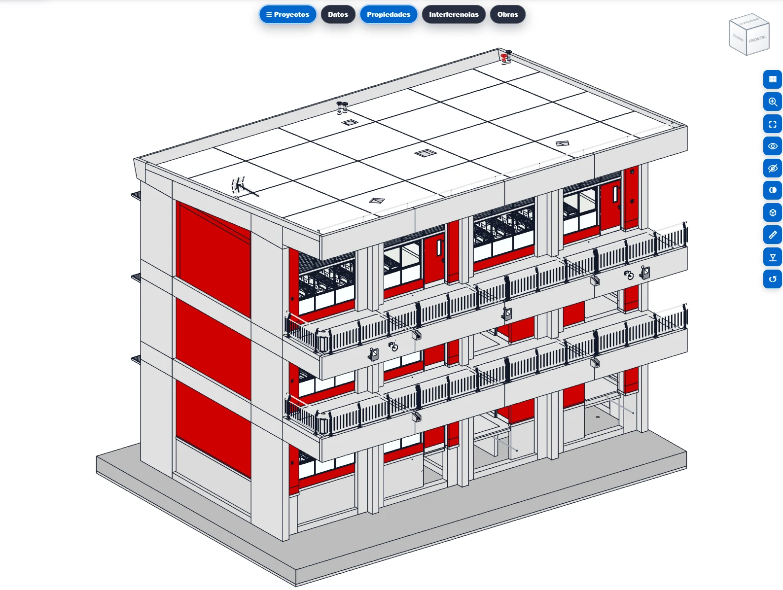 Visor 3D principal del modelo BIM
